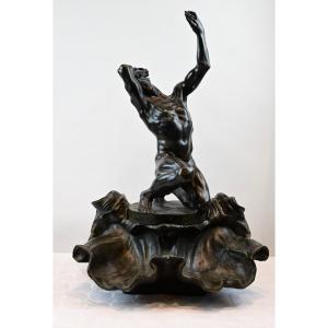 Alfredo Biagini - ATLANTE - scultura in bronzo - Italia 1920